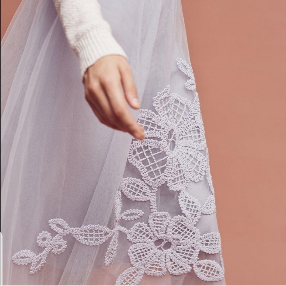 NWT Anthropologie Maeve Embroidered Tulle Skirt